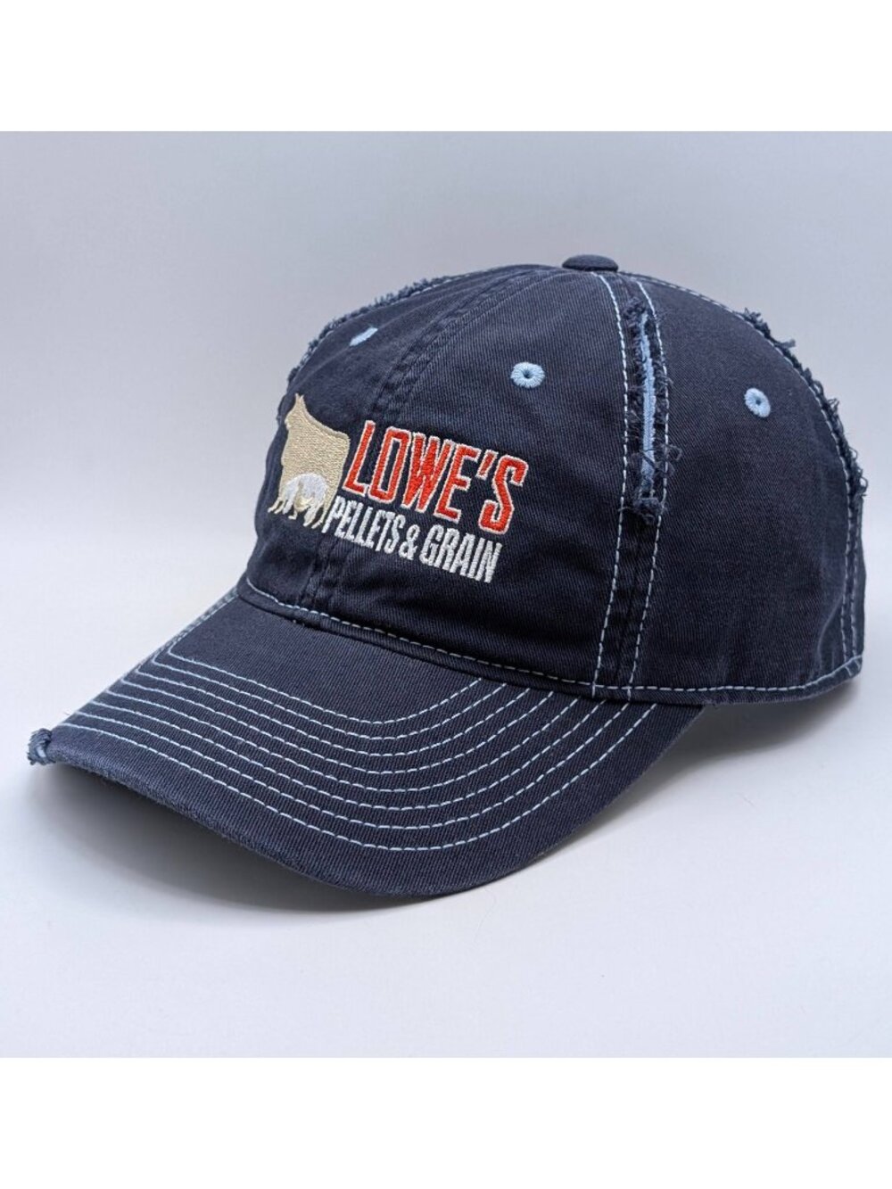 Lowe's Pellets & Grain Hat Employee Strap Back Navy Blue Farm Feed Home Tools